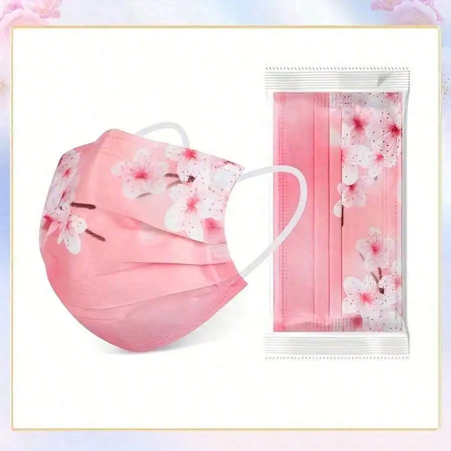 10pcs Floral Sakura Print 3-Pl - Disposable Mask Blue recensie en prijs