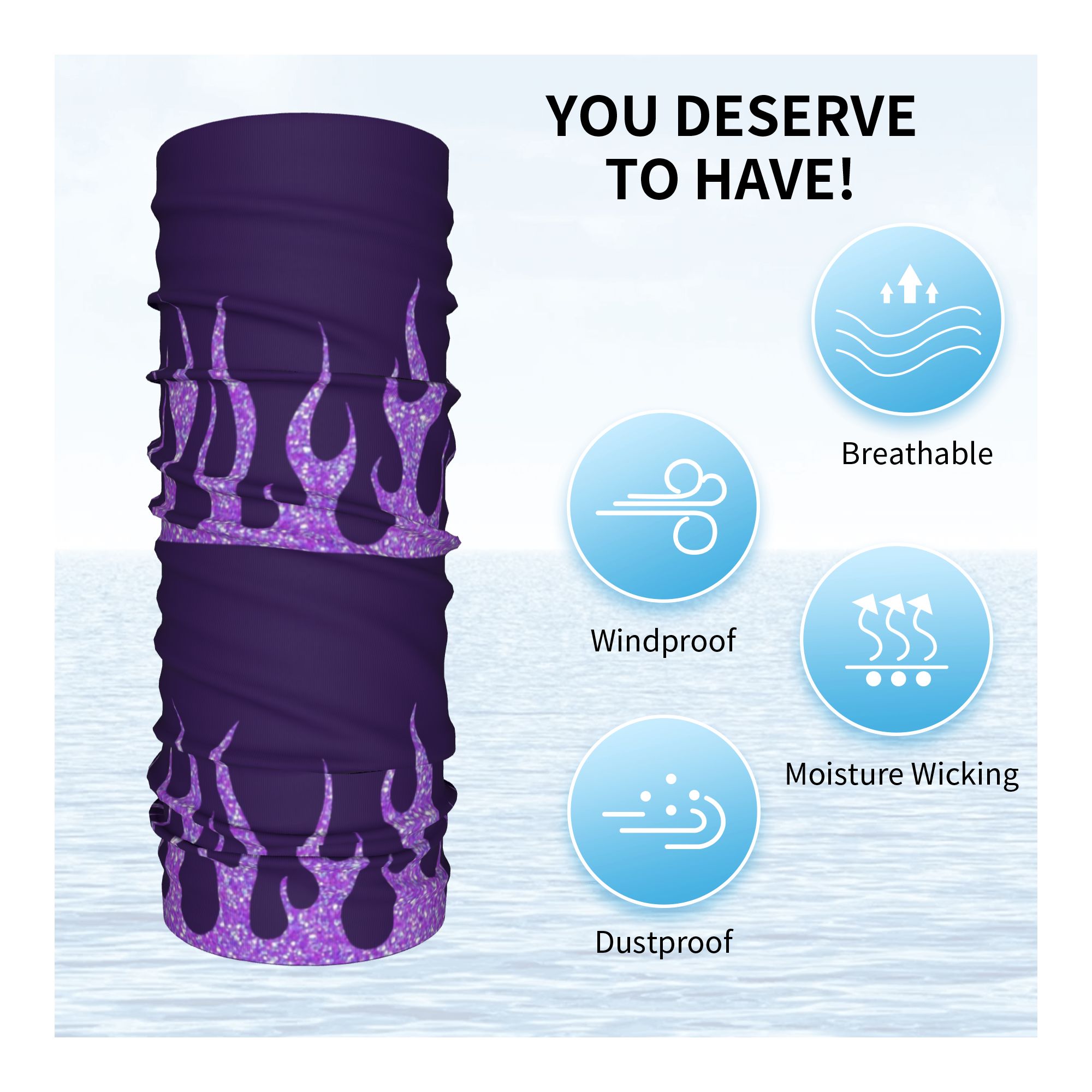 Custom Purple Glitter Flames B - Neck Gaiter Face Cover recensie en prijs