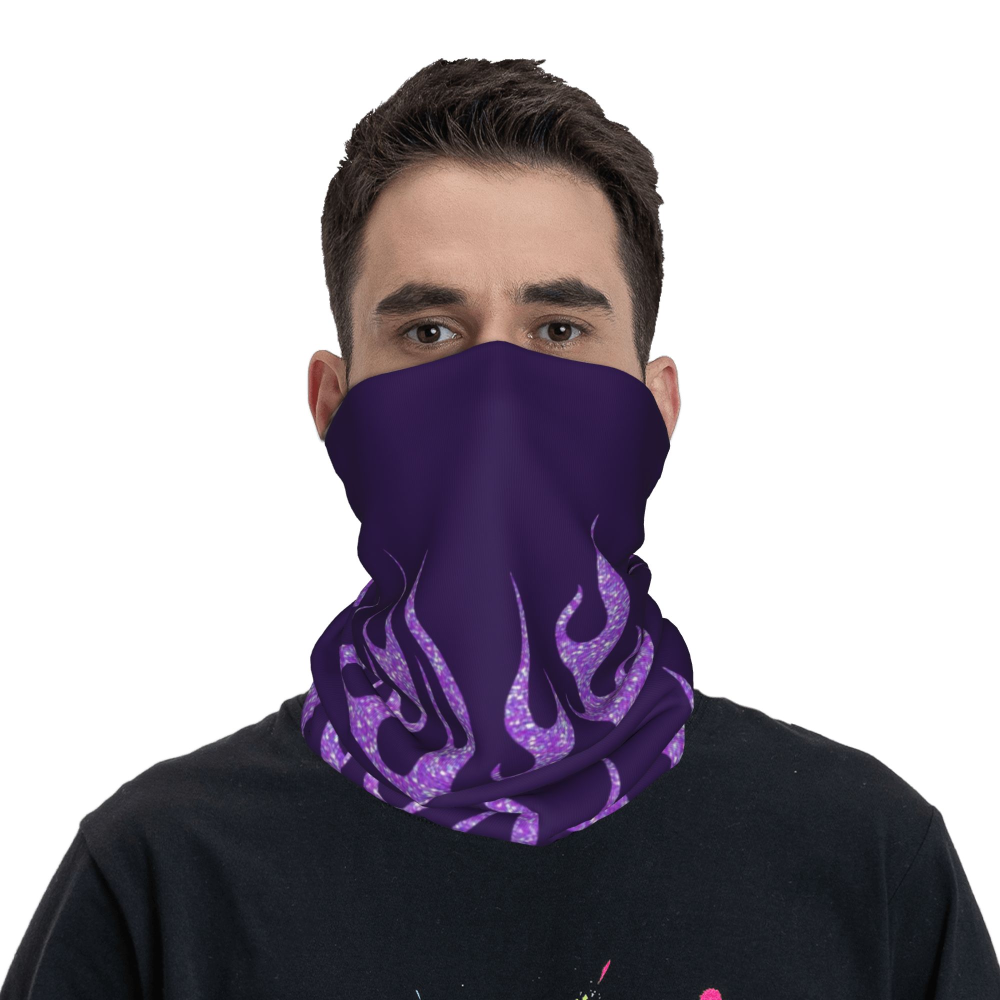 Custom Purple Glitter Flames B - Neck Gaiter Face Cover recensie en prijs