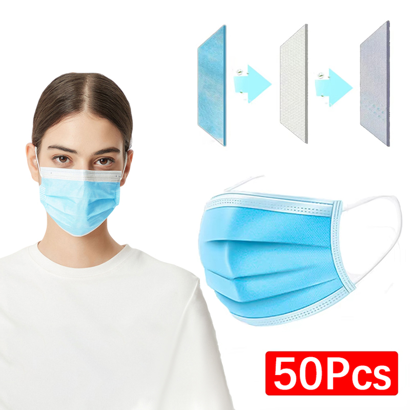 50Pcs 3-layer Mask Face Masks  - Disposable Mask Blue recensie en prijs