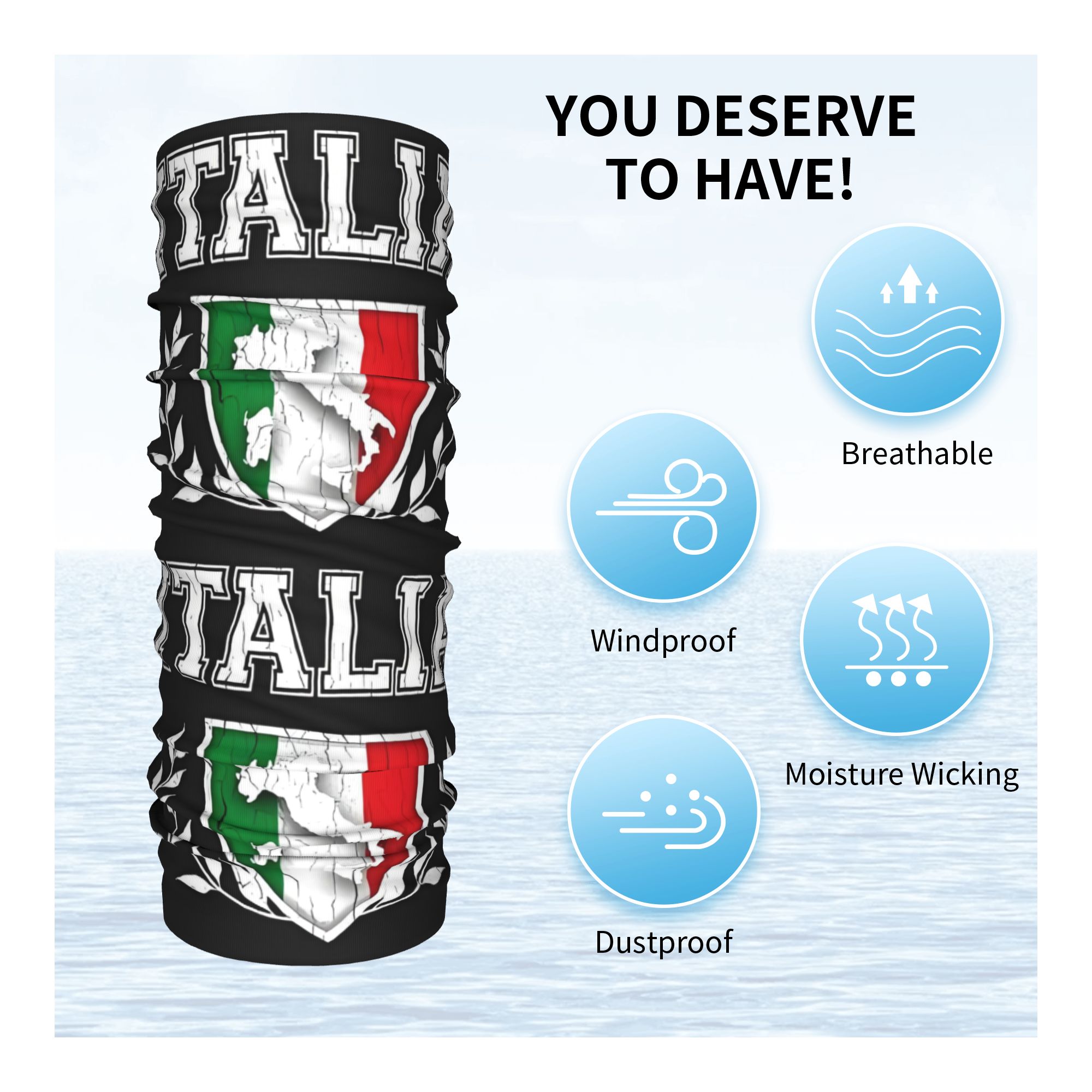 Custom Italy Flag Bandana Neck - Neck Gaiter Face Cover recensie en prijs