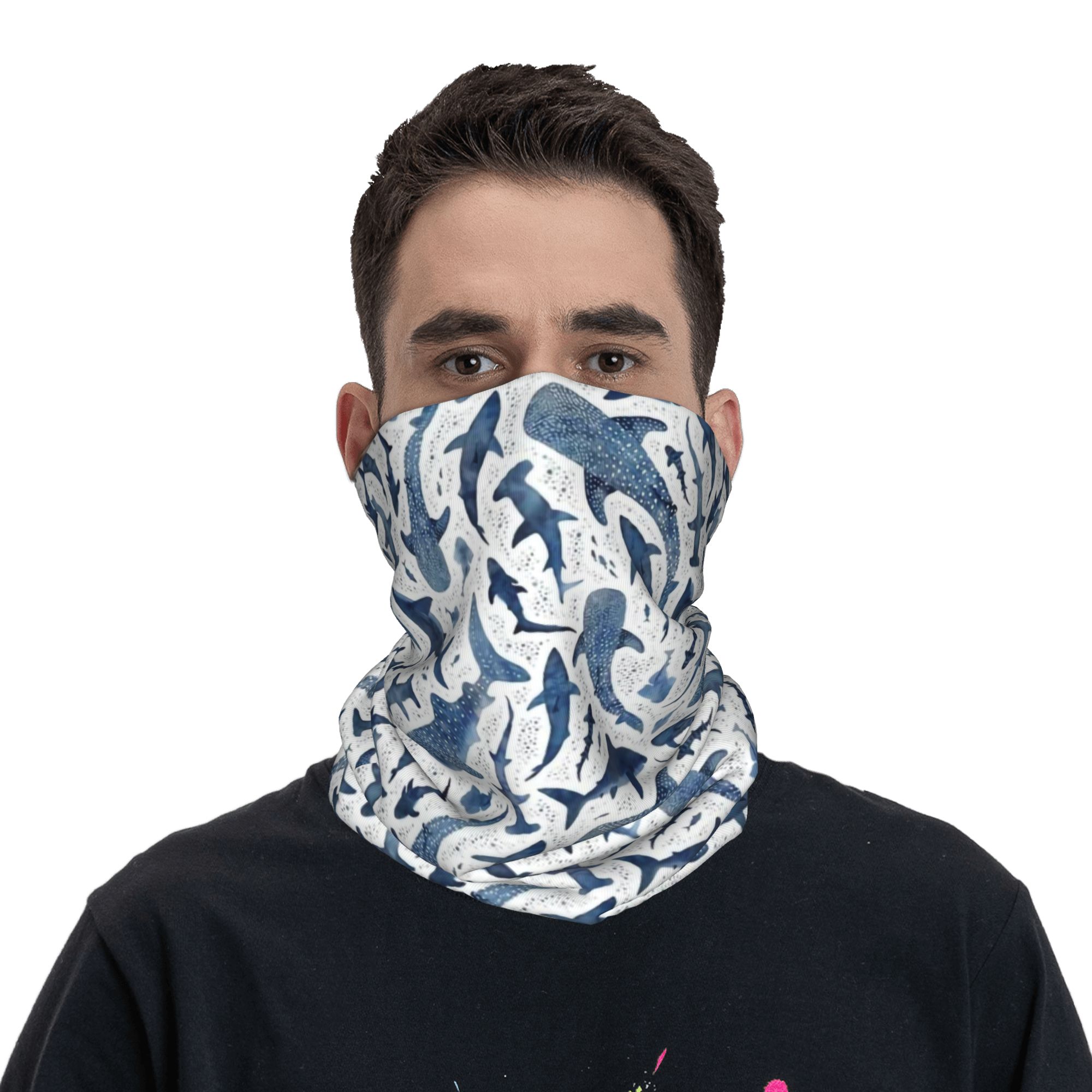 Custom Blue Watercolour Shark  - Neck Gaiter Face Cover recensie en prijs