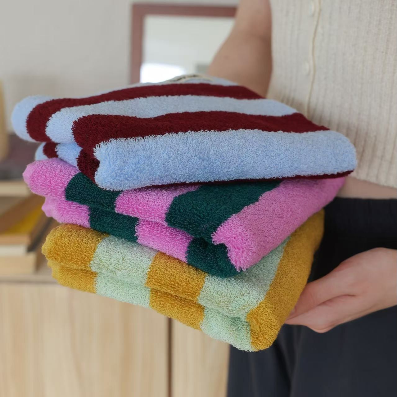 Retro Striped Pure Cotton Towe - Cloth Face Mask Washable recensie en prijs